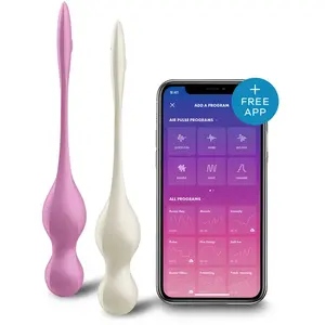 Satisfyer Boules de Geisha Vibrantes Connectées Love Birds 1 9 x 3cm Blanc   pas cher