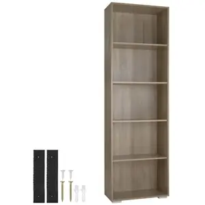 TECTAKE Bibliothèque LEXI avec 5 Étagères en Bois MDF Meuble de Rangement pour Salon Bureau Chambre - Marron Chêne pas cher