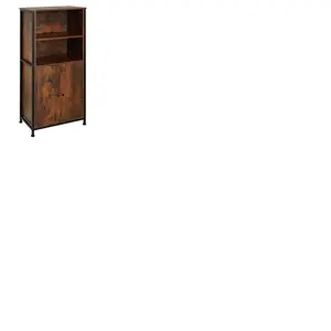 TECTAKE Buffet DONCASTER avec Etagères réglables et portes magnétiques 60 x 38 x 125 cm - Bois foncé industriel pas cher