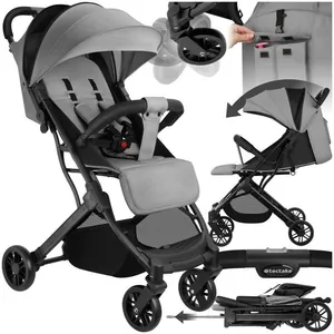 tectake® - Buggy kinderwagen Finn - Lichtgewicht plooibuggy - Inklapbaar en met opvouwbare kap - Draagkracht 15kg - Grijs