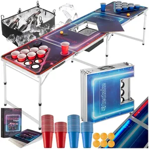 Comparateur de prix : TECTAKE Table de beer pong BEERWARS II avec compartiment à glace et éclairage LED