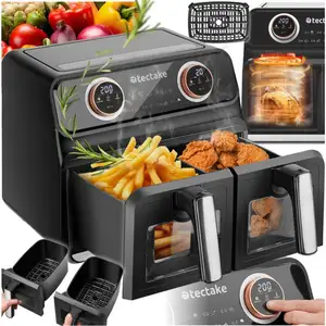 Friteuse à air chaud - TECTAKE - SAMURAI TTAF-803DT - 2 compartiments - 7 programmes - 2400W