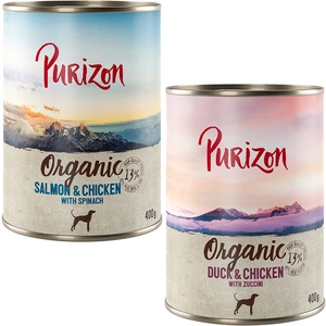 Purizon Organic Bio 6 x 400 g pour chien -  lot mixte : 3 x canard & poulet, 3 x saumon & poulet pas cher
