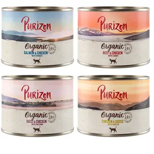 6x200g Organic bio : lot mixte Purizon Boîtes pour chat : -15 % ! pas cher