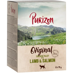 Purizon Adult 6 x 70 g pour chat - sans céréales - filet de poulet, agneau, saumon pas cher