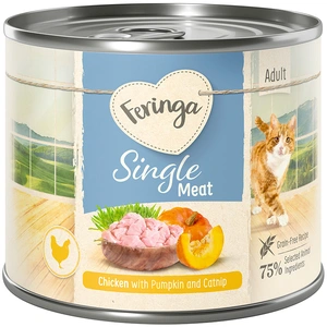 Feringa Single Meat Menus 6 x 200 g pour chat - poule, potiron, menthe à chat pas cher