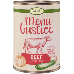 6x400g Lukullus Menu Gustico boeuf, potiron, pommes, origan - Pâtée pour chien pas cher