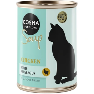 6x100g blanc de poulet, asperges Soup Cosma Pâtée pour chat pas cher