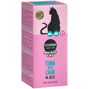6x25g thon/crabe Mini Jelly Cups Cosma Friandises pour chat pas cher