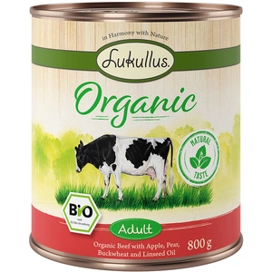 Lukullus Organic Adult boeuf, pomme (sans gluten) pour chien - 6 x 800 g pas cher