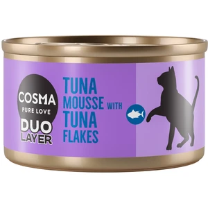 Cosma DUO Layer 6 x 70 g pour chat - mousse de thon avec morceaux de thon pas cher