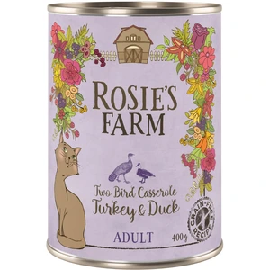 6x400g Adult dinde, canard Rosie's Farm - Pâtée pour chat pas cher