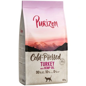 400g Coldpressed dinde, huile de chanvre sans céréales Purizon Croquettes pour chat : -15 % ! pas cher