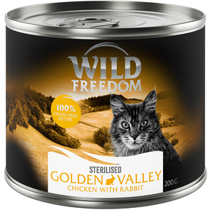 Wild Freedom Adult Sterilised 6 x 200 g - sans céréales pour chat - Golden Valley Sterilised - lapin, poulet pas cher