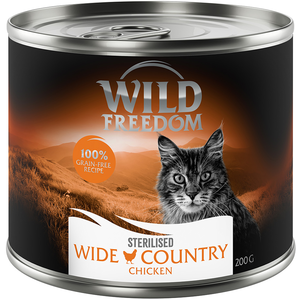 Wild Freedom Adult Sterilised 6 x 200 g - sans céréales pour chat - Wide Country Sterilised - pur poulet pas cher