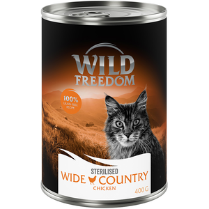 Wild Freedom Adult Sterilised 6 x 400 g - sans céréales pour chat - Wide Country Sterilised - pur poulet pas cher