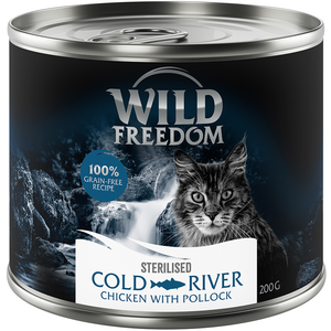 Wild Freedom Adult Sterilised 6 x 200 g - sans céréales pour chat - Cold River - colin, poulet pas cher