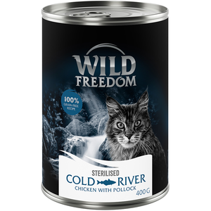 Wild Freedom Adult Sterilised 6 x 400 g - sans céréales pour chat - Cold River Sterilised - colin, poulet pas cher