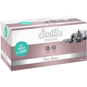 8x100g Smilla Fine Menu dinde, lapin - Pâtée pour chat pas cher