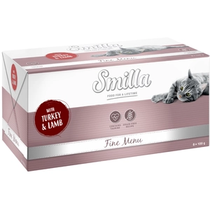 8x100g Smilla Fine Menu dinde, agneau - Pâtée pour chat pas cher