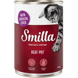 6x400g Smilla boeuf boeuf, foie de poulet - Pâtée pour chat pas cher