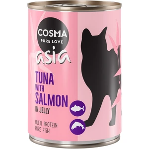 6x400g Cosma Thai/Asia en gelée thon, saumon - Pâtée pour chat pas cher