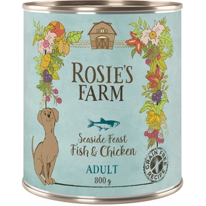 6x800g Adult poisson, poulet Rosie's Farm - Pâtée pour chien pas cher