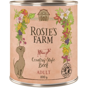 6x800g Adult boeuf Rosie's Farm - Pâtée pour chien pas cher