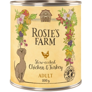 6x800g  Adult Huhn & Truthahn Rosie's Farm Hundenassfutter pas cher