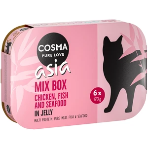Offre découverte mixte Cosma Thai/Asia en gelée pour chat - lot 4 saveurs (6 x 170 g) pas cher