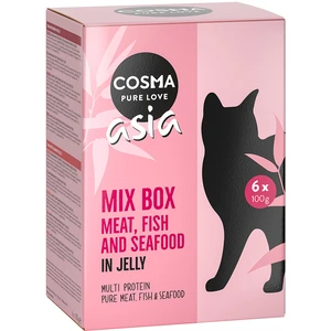 6x100g Cosma Thai/Asia en gelée lot 6 saveurs - Pâtée pour chat pas cher