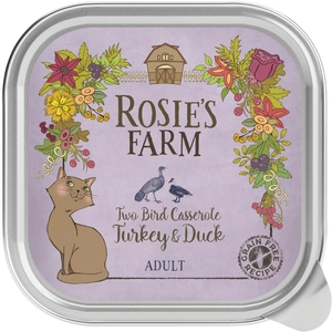 16x100g Adult dinde, canard Rosie's Farm - Pâtée pour chat pas cher