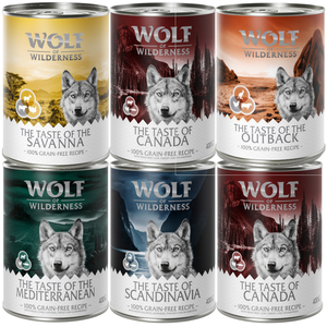 6x400g Adult The Taste Of Canada, Scandinavia, Mediterranean, Outback, Savanna Wolf of Wilderness pas cher