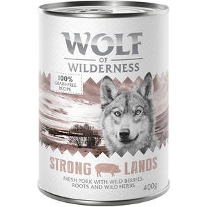 6x400g Strong Lands, porc Wolf of Wilderness - Pâtée pour chien pas cher