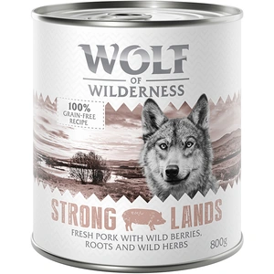 6x800g Strong Lands, porc Wolf of Wilderness - Pâtée pour chien pas cher