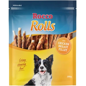 200g Rocco Rolls Bâtonnets à mâcher filet de poulet - Friandises pour chien