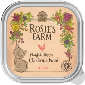 16x100g Kitten poulet, truite Rosie's Farm - Pâtée pour chat pas cher