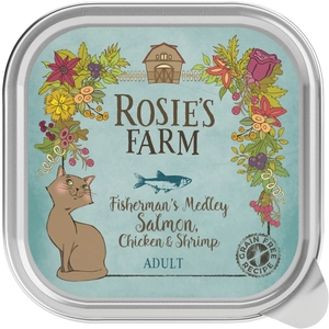 16x100g Adult saumon, poulet, crevettes Rosie's Farm - Pâtée pour chatVendu parzooplus-be