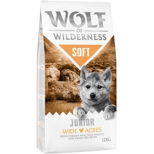 12kg JUNIOR Soft Wide Acres, poulet Wolf of Wilderness - Croquettes pour chien + 2kg offerts ! pas cher