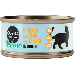 6x70g Cosma Nature poulet, thon, fromage - Pâtée pour chat pas cher