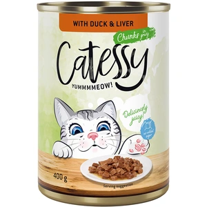 12x400g Catessy Bouchées en sauce canard, foie - Pâtée pour chat pas cher