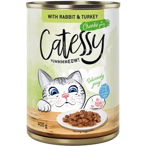 12x400g Catessy Bouchées en sauce lapin, dinde - Pâtée pour chat pas cher