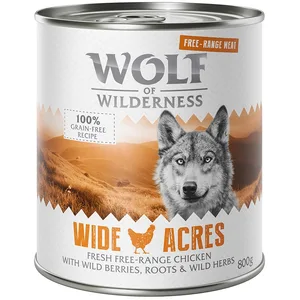 6x800g Free Range Wide Acres poulet Wolf of Wilderness - Pâtée pour chien pas cher