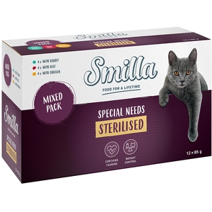 Lot mixte Smilla Sterilised pour chat - 12 x 85 g pas cher