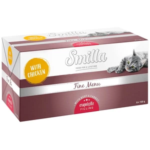 8x100g poulet, boeuf, carottes Fine Menu Coeur gourmand Smilla Barquettes pour chat à prix mini ! pas cher