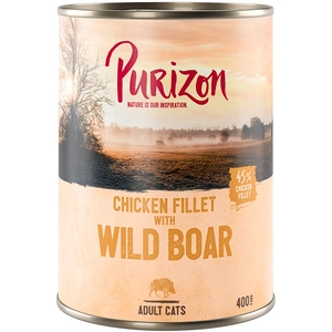 6x400g Adult : filet de poulet, sanglier Purizon Boîtes pour chat : -15 % ! pas cher