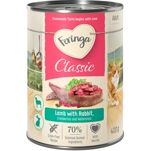 12x400g Feringa Classic Meat Menu agneau, lapin - Pâtée pour chat pas cher