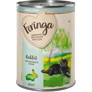 5x410g lapin, panais, menthe à chat Menus à la viande Single Meat Feringa pour chat + 1 boîte offerte ! pas cher