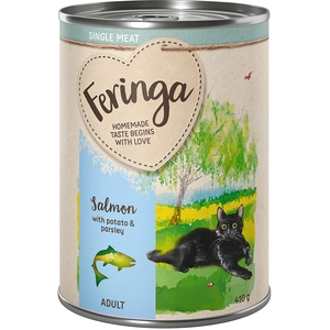 5x410g saumon, pommes de terre, persil Menus à la viande Single Meat Feringa pour chat + 1 boîte offerte ! pas cher