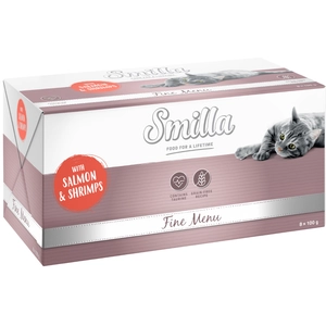 24x100g Smilla Fine Menu saumon, crevettes - Pâtée pour chat pas cher